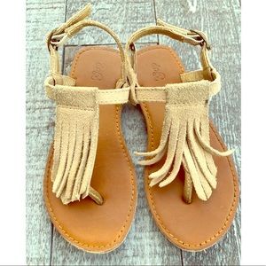 GAP Sandy Taupe Sueded Fringe Sandals